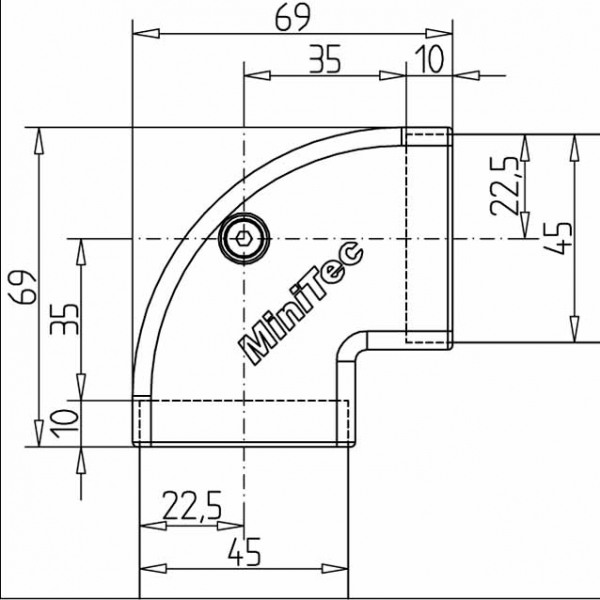 POKROV 90° HORIZONTALNI SPOJ ZA KABELSKEGA KANALA 45 AL