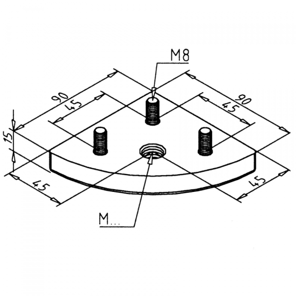 PLOŠČA ZA NOGO 90 R 90° M12