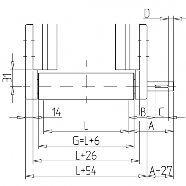 VALJ POGONSKI 45 ZA TRAČNI TRANSPORTER