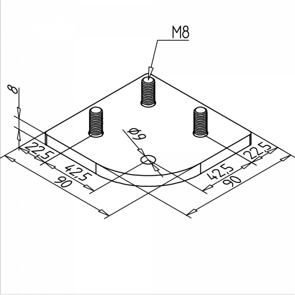 PLOŠČA ZA NOGO 90X90X45