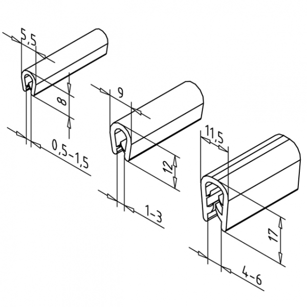 GUMA ZA ZAŠČITO ROBA 0,5 - 1,5 ČRNA