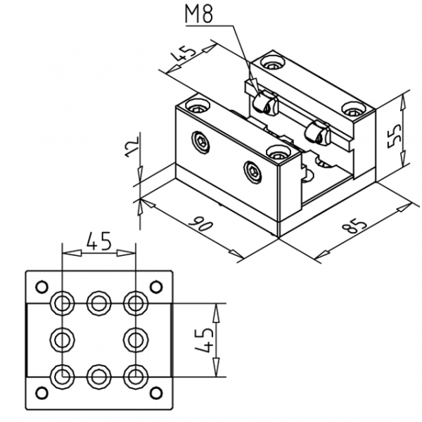 ELEMENT PRITRDILNI 45 S-A 180° KOMPLET