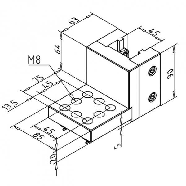 ELEMENT PRITRDILNI 45 S-A 90° KOMPLET