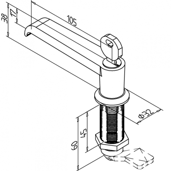 Handle 45 with lock black