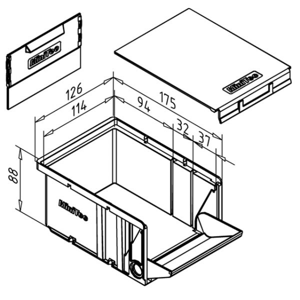 ŠKATLA ZA SHRANJEVANJE S POKROVOM IN PREGRADO ČRNA ESD