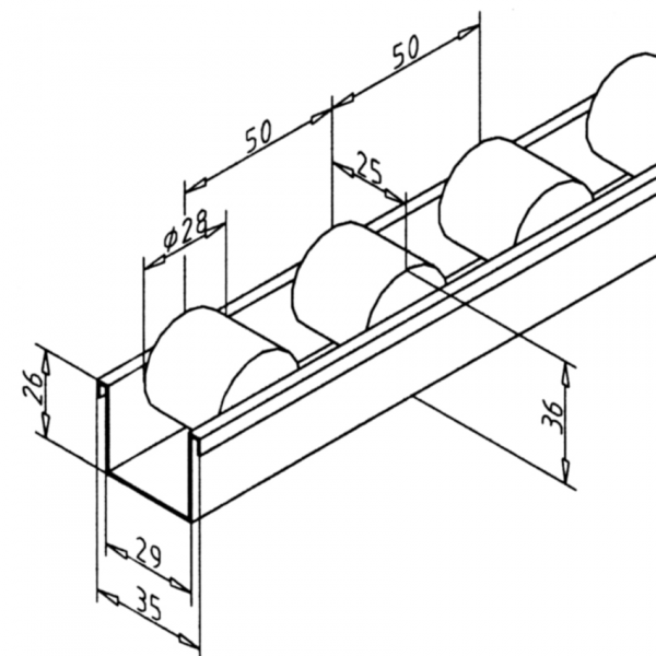 VALJČNICA KANBAN RUMENI D=28  T=50mm