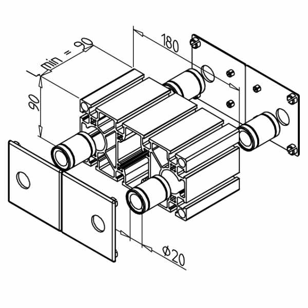VOZIČEK LINEARNI  LB 180 L=90mm SIV