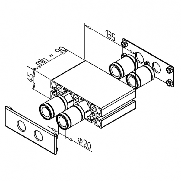 VOZIČEK LINEARNI  LB 45X135 L=90mm SIV