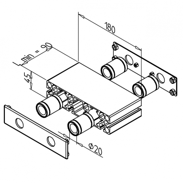 VOZIČEK LINEARNI  LB 45X180 L=90mm SIV