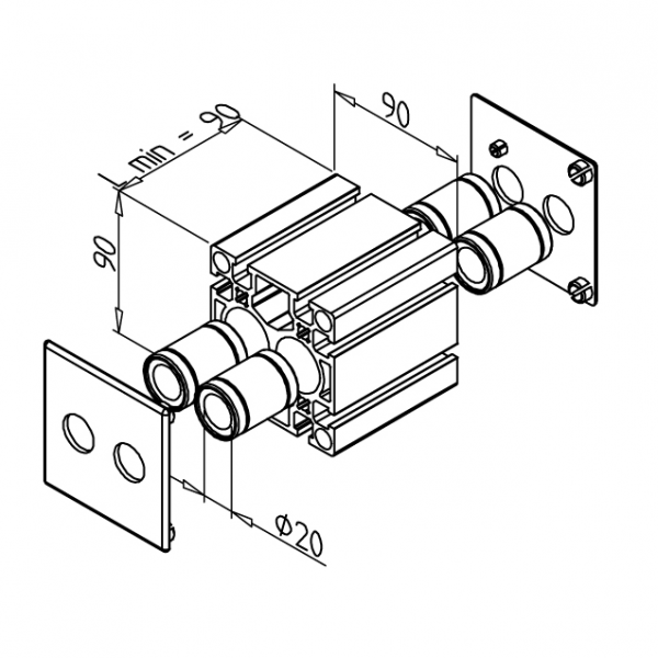 VOZIČEK LINEARNI LB 90 L=90mm SIV