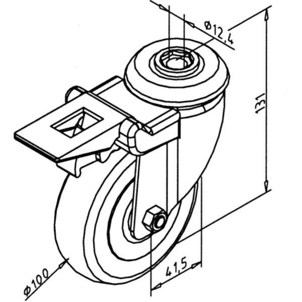 KOLO VRTLJIVO D100X131 Z ZAVORO