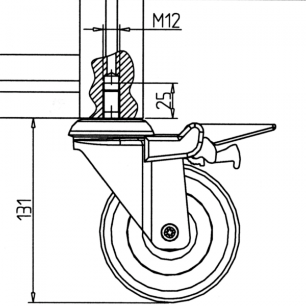 KOLO VRTLJIVO D100X131 Z ZAVORO