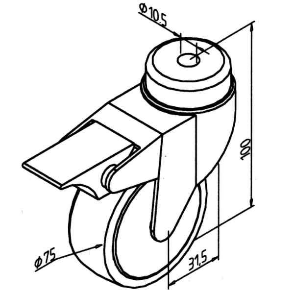 KOLO D75X100 VRTLJIVO Z ZAVORO - ECO