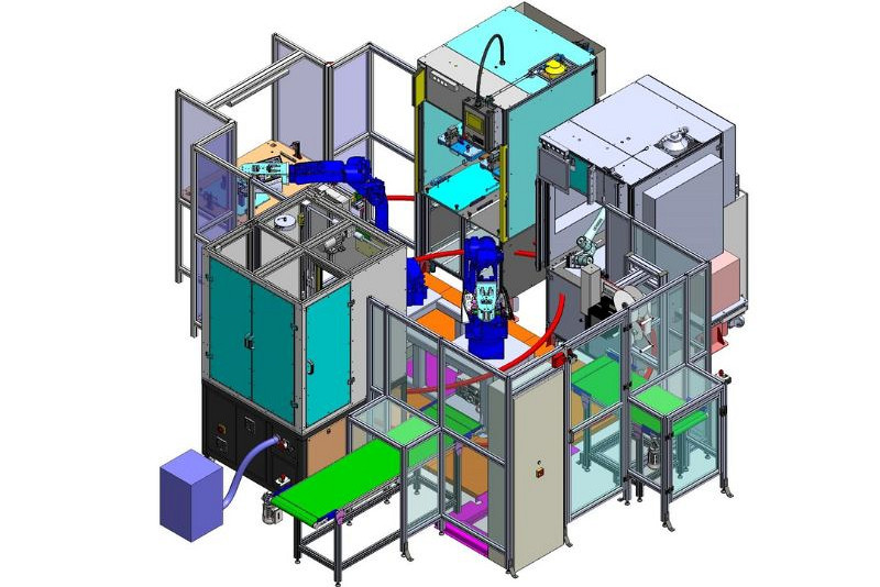 Robotska celica za avtomatizacijo preizkušanja, laserskega označevanja in etiketiranja avtomobilskih luči